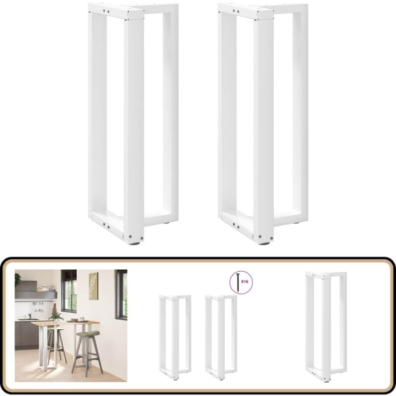 vidaXL Pieds de table de bar forme de T 2 pcs blanc 40x35x(100-101) cm