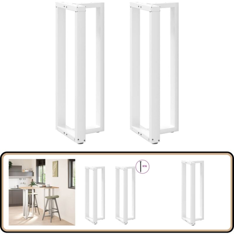 Pieds de table de bar forme de t 2 pcs blanc 50x35x(110-111) cm - Vidaxl