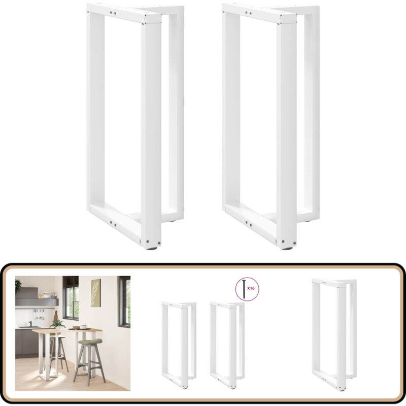 Vidaxl - Pieds de table de bar forme de t 2 pcs blanc 60x35x(100-101) cm