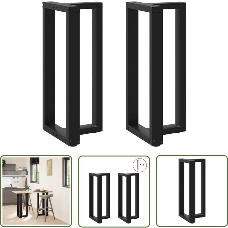 The Living Store - vidaXL Pieds de table de bar forme de t 2 pcs noir 50x35x(90-91) cm