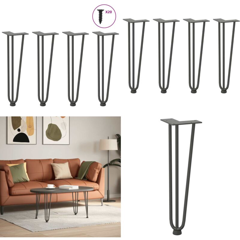 Pieds de table en forme d'épingle à cheveux 4 pcs anthracite - Vidaxl