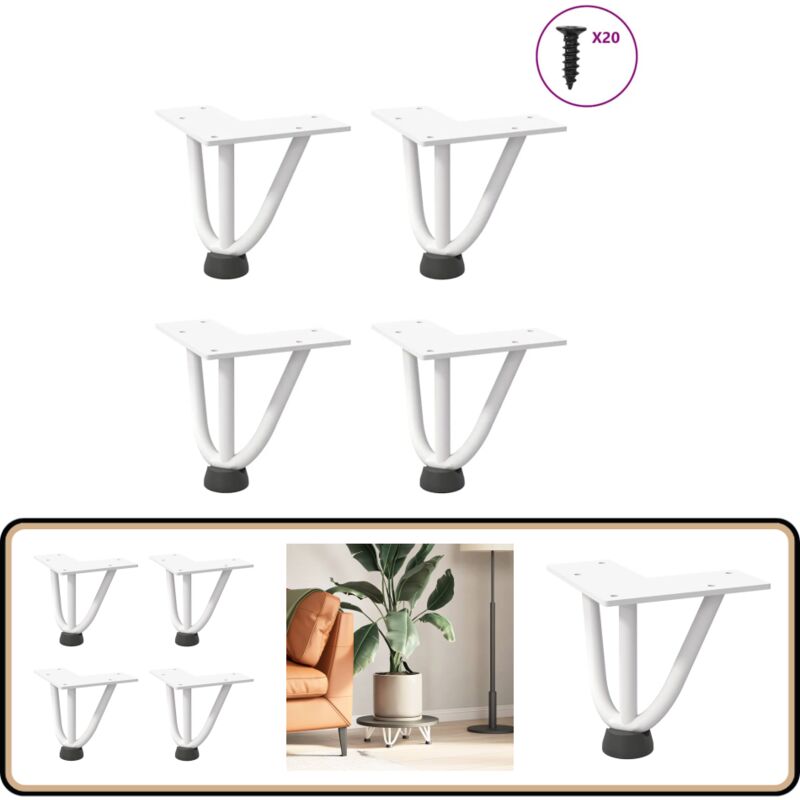 Pieds de table en forme d'épingle à cheveux 4 pcs blanc 10 cm - Vidaxl