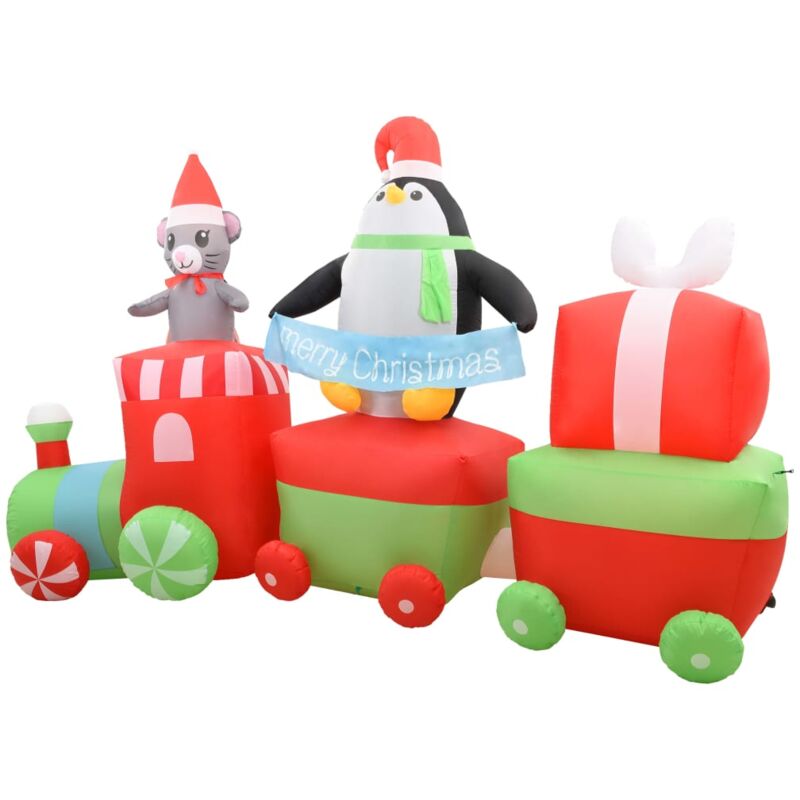 

vidaXL Pingüino y ratón inflable en tren de Navidad LED IP44 350 cm - Multicolor