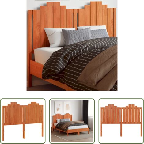 vidaXL Pino -  Cabecero de cama madera maciza de pino marrón cera 135 cm