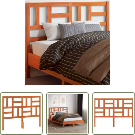 vidaXL Pino -  Cabecero de cama madera maciza de pino marrón cera 150 cm