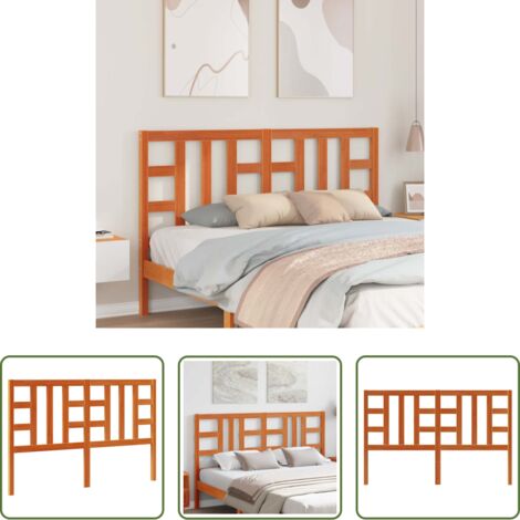 vidaXL Pino -  Cabecero de cama madera maciza de pino marrón cera 150 cm
