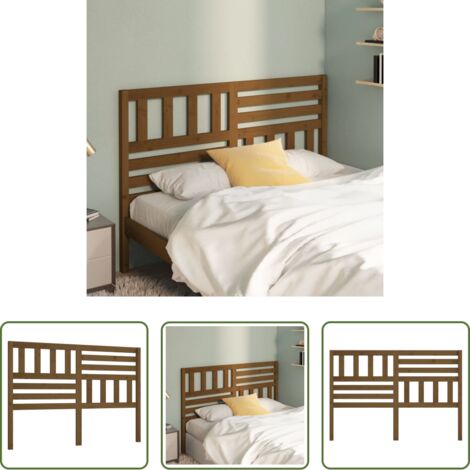 vidaXL Pino -  Cabecero de cama madera maciza de pino marrón miel 126x4x100 cm