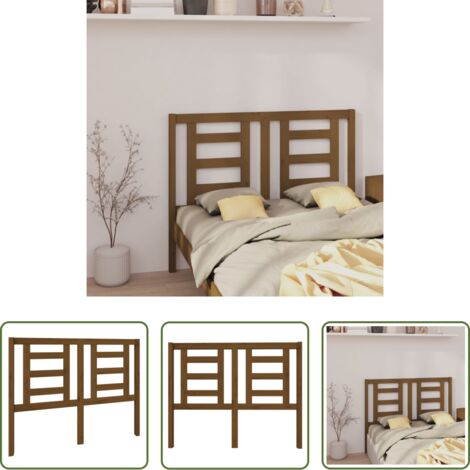 vidaXL Pino -  Cabecero de cama madera maciza de pino marrón miel 126x4x100 cm
