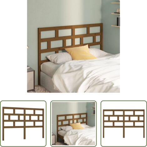 vidaXL Pino -  Cabecero de cama madera maciza de pino marrón miel 141x4x100 cm