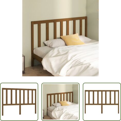 vidaXL Pino -  Cabecero de cama madera maciza de pino marrón miel 146x4x100 cm