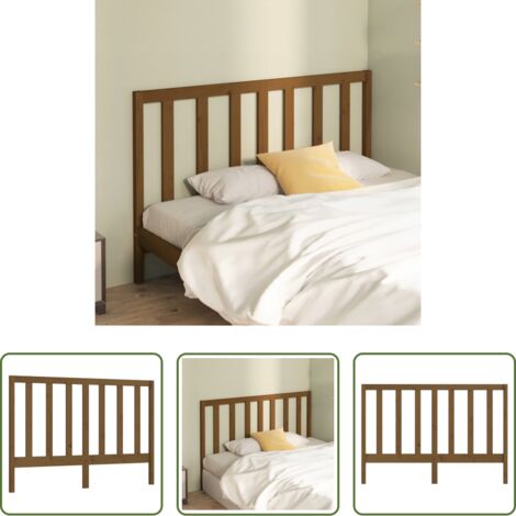 vidaXL Pino -  Cabecero de cama madera maciza de pino marrón miel 156x4x100 cm