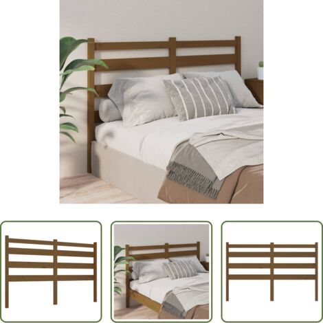 vidaXL Pino -  Cabecero de cama madera maciza de pino marrón miel 206x4x100 cm