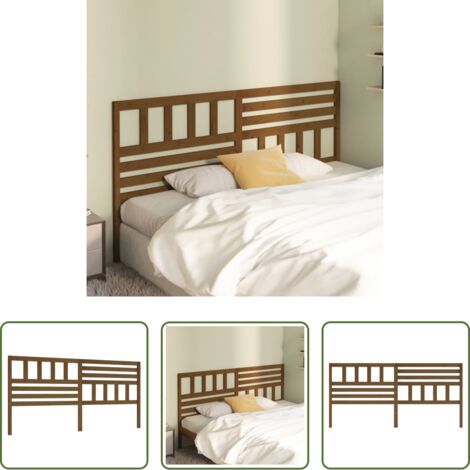vidaXL Pino -  Cabecero de cama madera maciza de pino marrón miel 206x4x100 cm