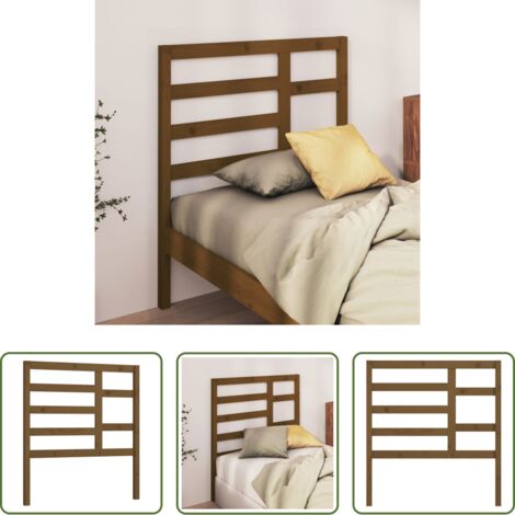 vidaXL Pino -  Cabecero de cama madera maciza de pino marrón miel 81x4x104 cm