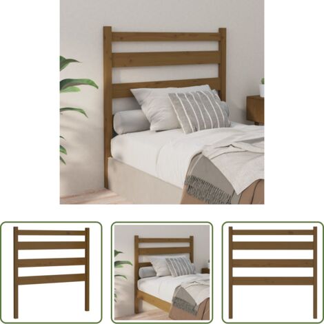 vidaXL Pino -  Cabecero de cama madera maciza de pino marrón miel 96x4x100 cm