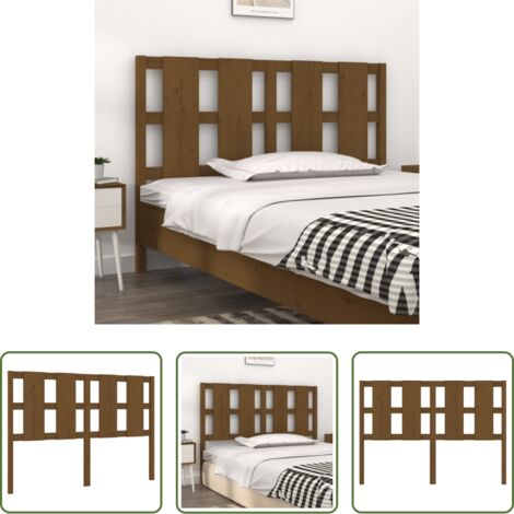 vidaXL Pino -  Cabecero de cama madera maciza pino marrón miel 125,5x4x100 cm