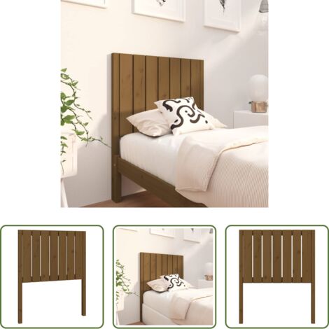 vidaXL Pino -  Cabecero de cama madera maciza pino marrón miel 80,5x4x100 cm