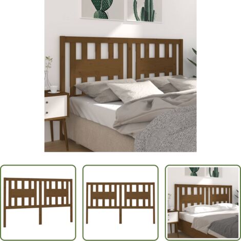 vidaXL Pino -  Cabecero madera maciza de pino marrón miel 126x4x100 cm