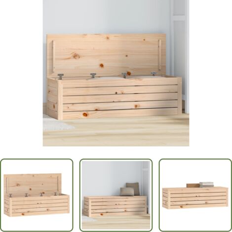 vidaXL Pino -  Caja de almacenaje madera maciza de pino 109x36,5x33 cm