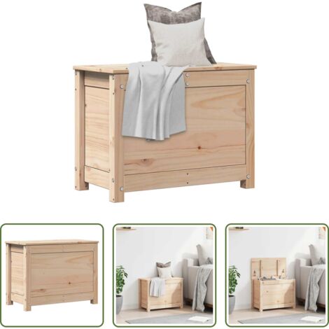 vidaXL Pino -  Caja de almacenamiento madera maciza de pino 60x32x45,5 cm