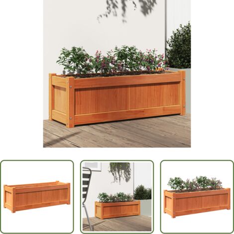 vidaXL Pino -  Jardinera exterior madera maciza pino marrón cera 90x31x31 cm