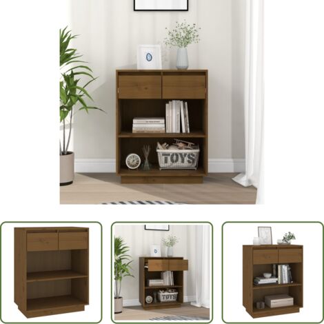 vidaXL Pino marrón miel -  Mesa consola de madera maciza de pino marrón miel 60x34x75 cm