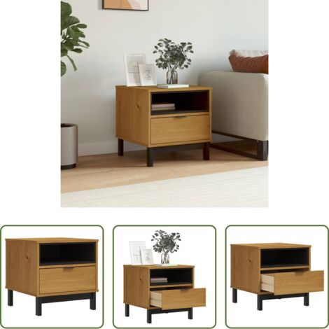 vidaXL Pino -  Mesa auxiliar FLAM madera maciza de pino 50x50x50 cm