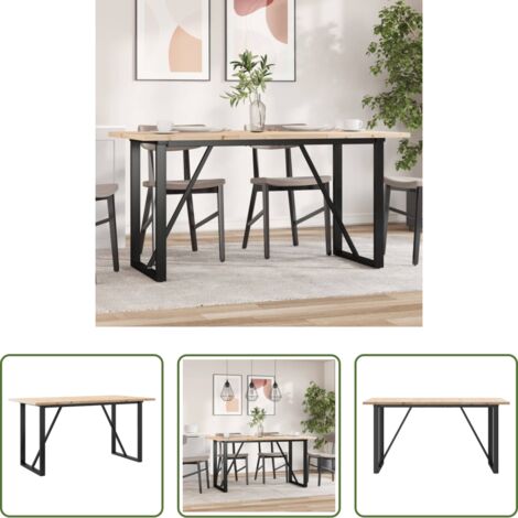 vidaXL Pino -  Mesa de comedor marco O madera maciza pino acero 140x80x75,5 cm