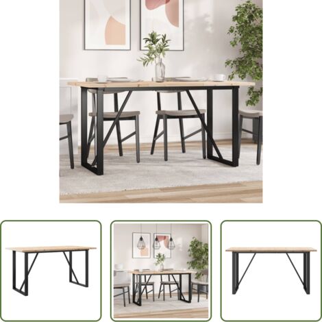 vidaXL Pino -  Mesa de comedor marco O madera maciza pino acero 160x80x75,5 cm