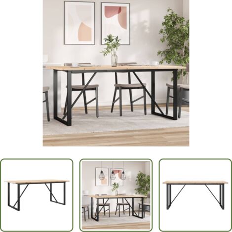vidaXL Pino -  Mesa de comedor marco O madera maciza pino acero 180x90x75,5 cm
