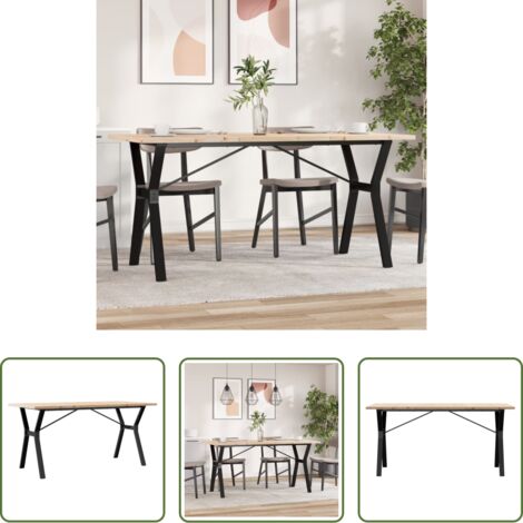 vidaXL Pino -  Mesa de comedor marco Y madera maciza pino acero 140x80x75,5 cm