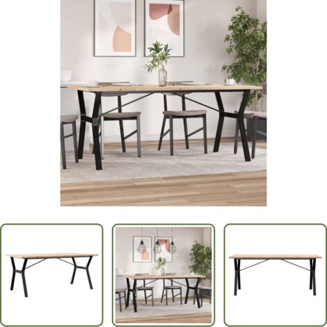 vidaXL Pino -  Mesa de comedor marco Y madera maciza pino acero 180x90x75,5 cm