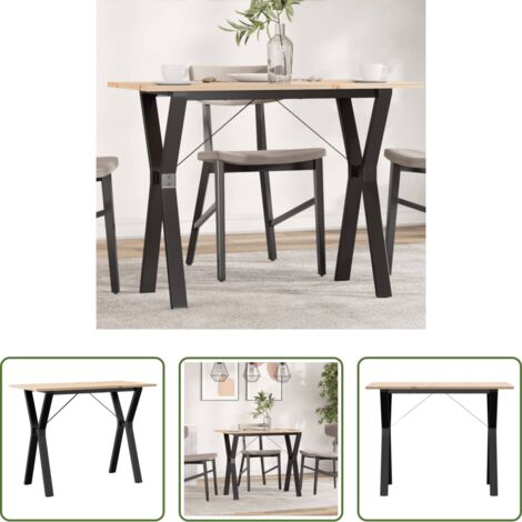 vidaXL Pino -  Mesa de comedor marco Y madera maciza pino y acero 100x50x75cm