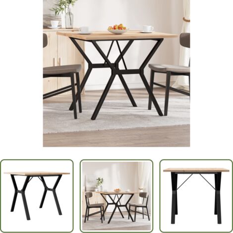 vidaXL Pino -  Mesa de comedor marco Y madera maciza pino y acero 90x90x75,5cm