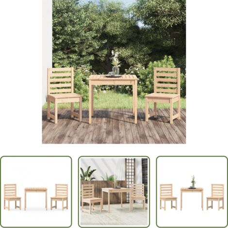 vidaXL Pino -  Mesa y sillas de jardín 3 piezas madera maciza de pino