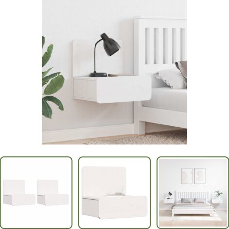 vidaXL Pino -  Mesita de Noche 2 pcs 44 x 32,5 x 40 cm Madera maciza de pino