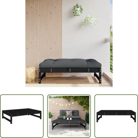 vidaXL Pino negro -  Taburete de jardín madera maciza de pino negro 120x80 cm