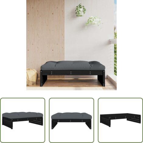 vidaXL Pino negro -  Taburete de jardín madera maciza de pino negro 120x80 cm