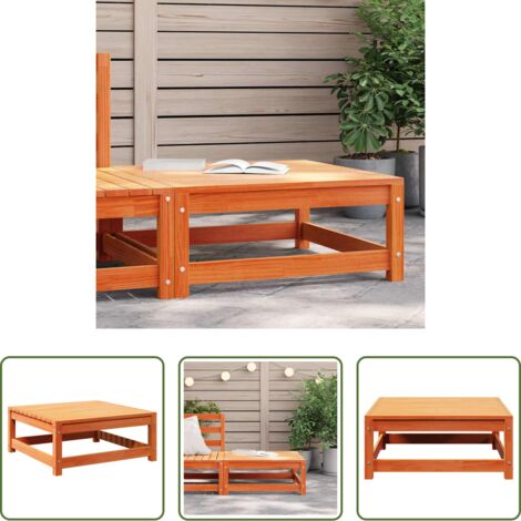 vidaXL Pino -  Taburete de jardín madera maciza pino marrón cera 70x70x30 cm