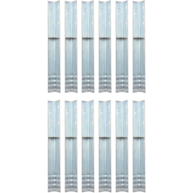 Piquet de sol en forme de l 12 pcs Acier galvanisé 5 x 5 x 50cm Vidaxl
