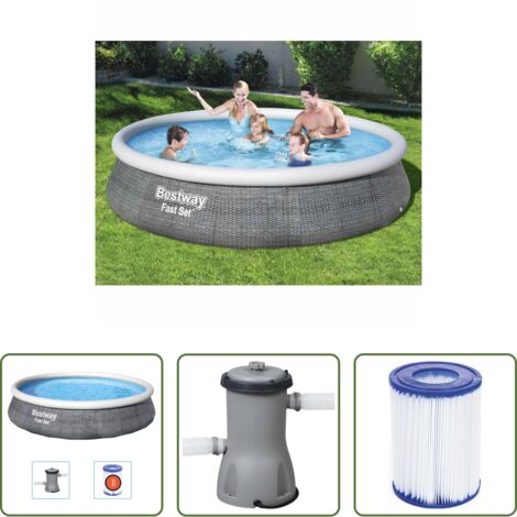 vidaXL Piscina con bomba - Bestway Juego de piscina inflable Fast Set con bomba 396x84 cm