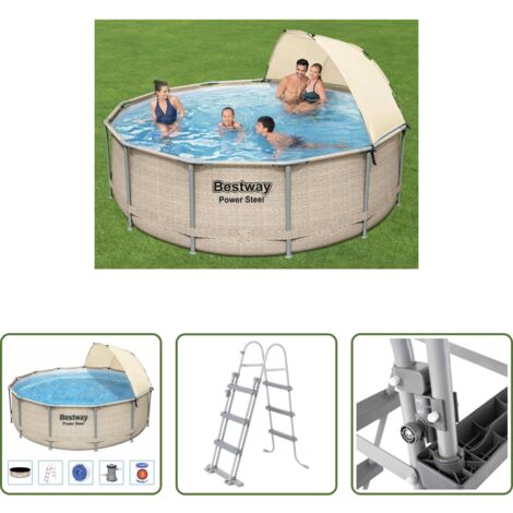 vidaXL Piscina con copertura - Bestway Set Piscina con Tettoia Power Steel 396x107 cm
