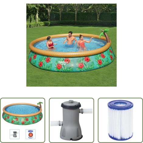 vidaXL Piscina con palmera - Bestway Juego de piscina inflable Paradise Palms Fast Set 457x84 cm