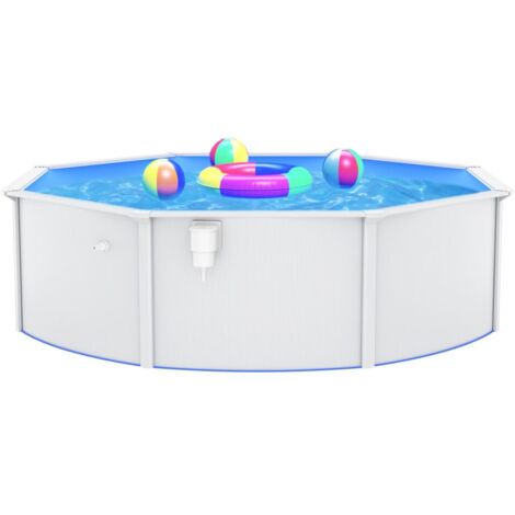 vidaXL Piscina con Pareti in Acciaio Rotonda 460x120 cm Bianca