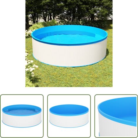 vidaXL Piscina de acero -  Piscina de chapoteo blanca 350x90 cm