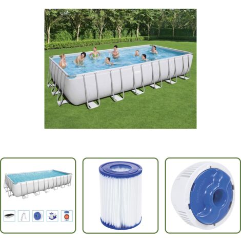 vidaXL Piscina in acciaio - Bestway Power Steel Piscina Rettangolare 732x366x132 cm