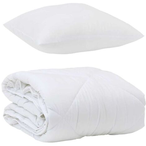vidaXL Piumone con cuscino 2 pcs Bianco Microfibra