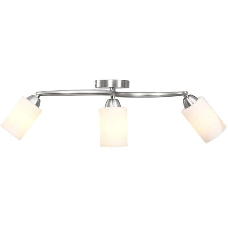 Vidaxl - Plafonnier avec abat-jour en verre 3 ampoules E14 Blanc Cône