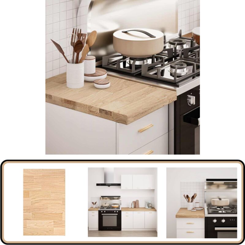 Plan de travail de cuisine bois de chêne massif rectangulaire - Vidaxl