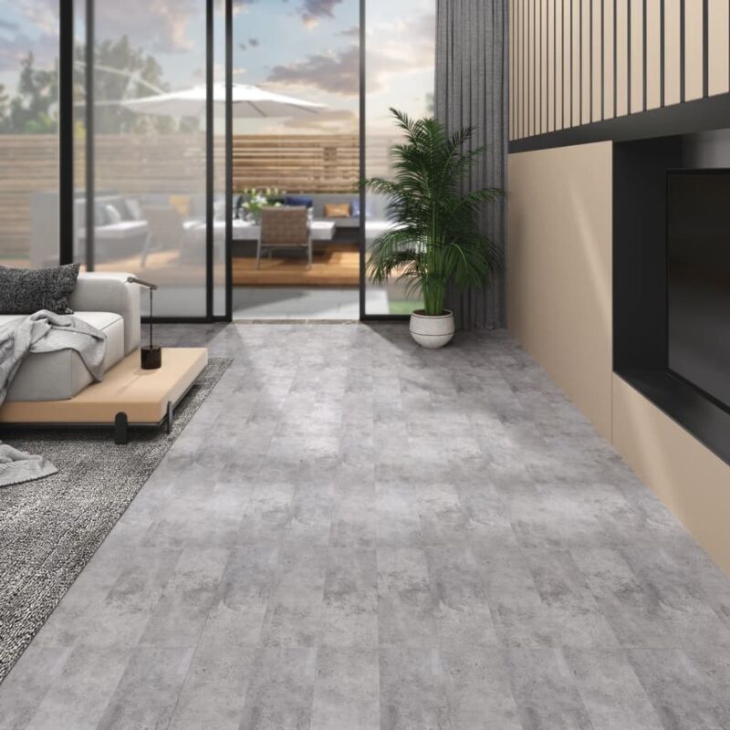 Dalles de plancher pvc 5,02 m² 2 mm autoadhésif marron ciment - Vidaxl